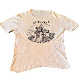 Vintage Graz Austria XL White Thrashed T Shirt
